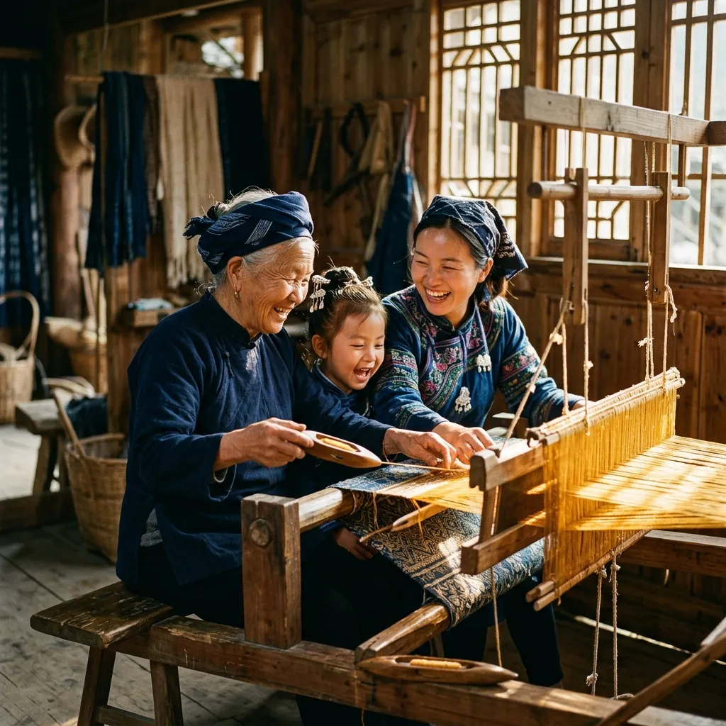 Women weaving memory and time