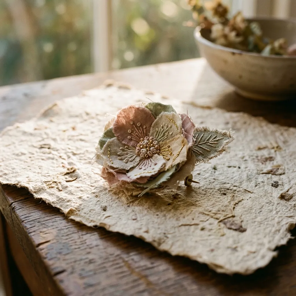 Fabric Flower Brooch