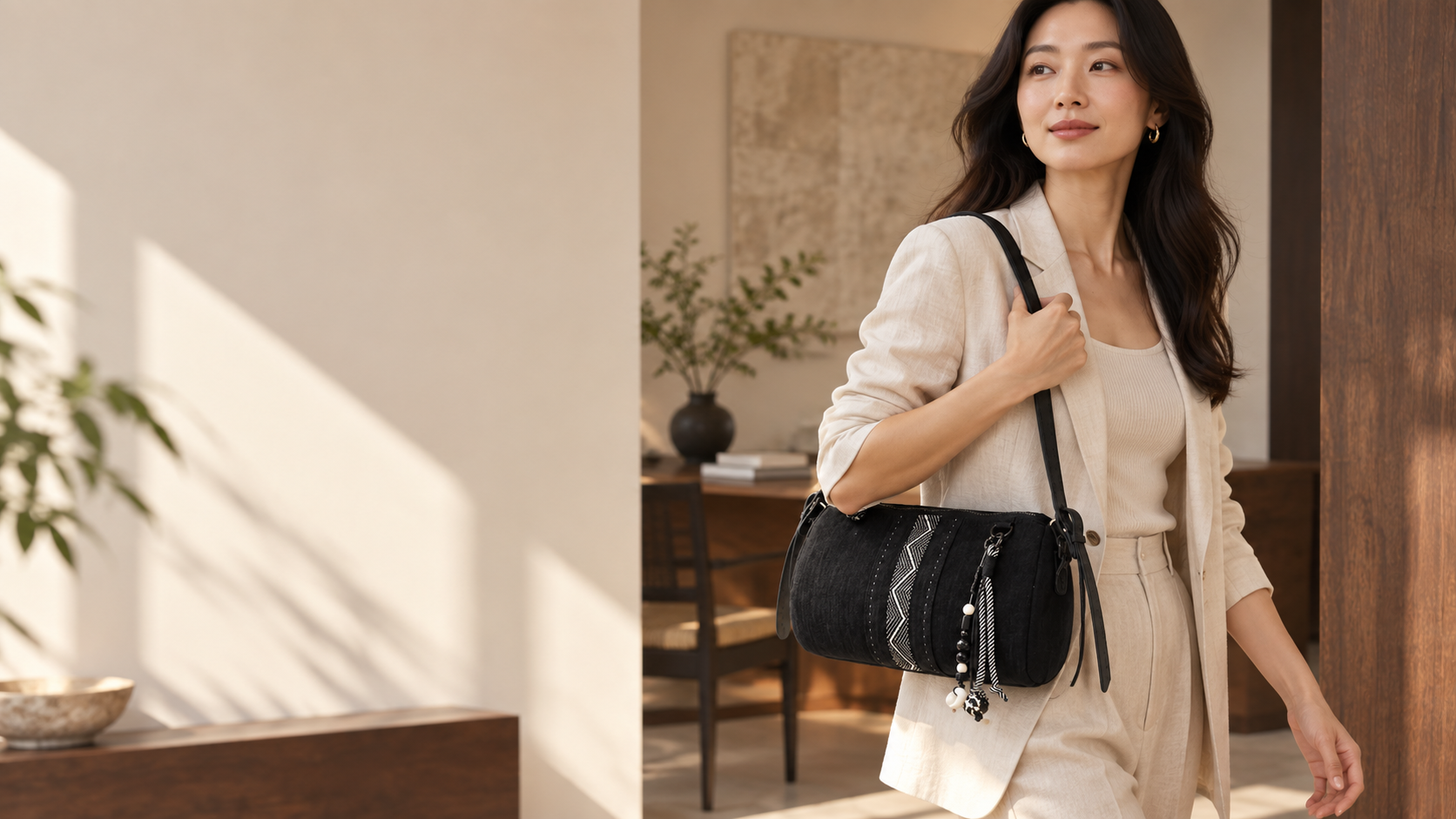 Editorial concept of a Riverline bag in a modern work setting